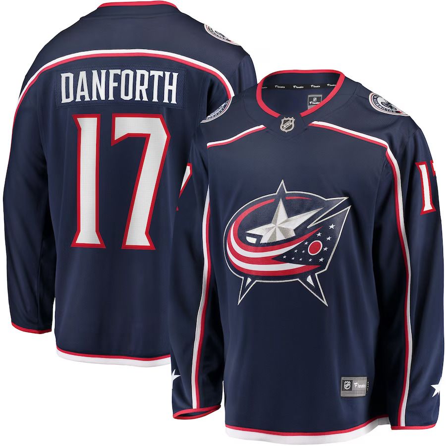 Men Columbus Blue Jackets 17 Justin Danforth Fanatics Branded Navy Home Breakaway Player NHL Jersey